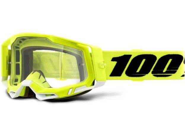 100% Μάσκα Racecraft 2® Fluorescent Yellow Clear